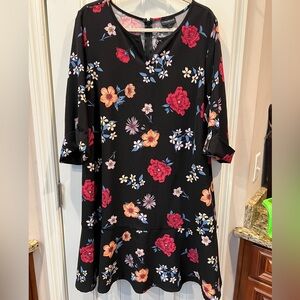 Lane Bryant Black Pink Blue Floral Dress Sz 18
